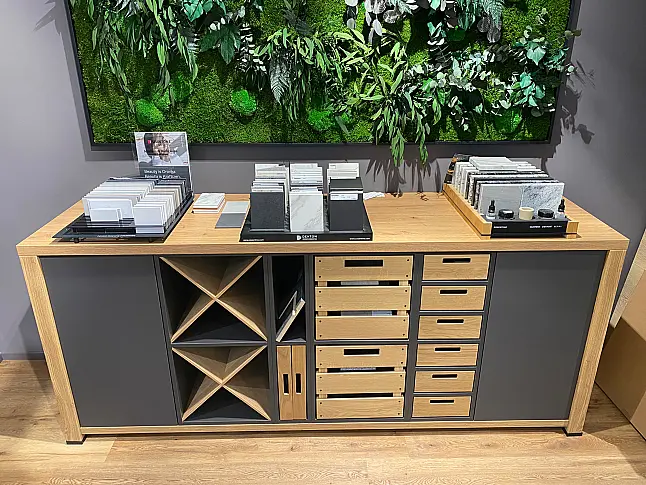 Sideboard Country Style in Eiche &amp; lavaschwarz Mattlack