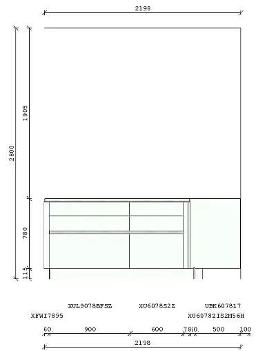 Freistehende L Küche (ohne Hochschrank)