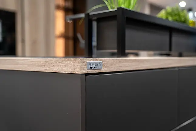 hochwertige Küche Ballerina Smart-Glas-satiniert-Karbonmetallic - MIELE-Geräte