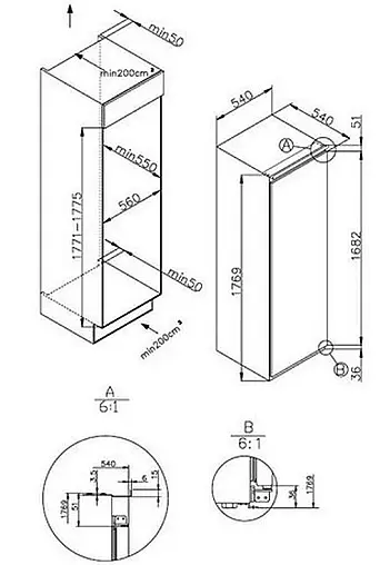 Candy Einbaukühlschrank CFBO3550E/N, 286 L, 4-Sterne-Gefrierfach