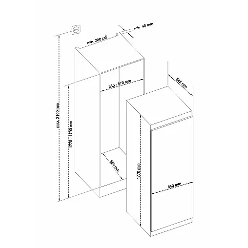 Daewoo Einbau-Gefrierschrank CFN2791DIPB0-DE NoFrost 196 L Schlepptür