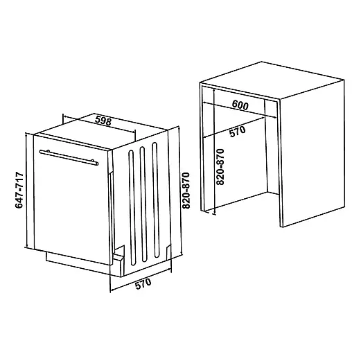 Daewoo Geschirrspüler vollintegriert 60 cm DBFS3XN45C40-DE Energieklasse C