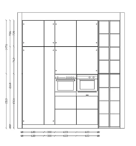 Einzigartige Messeküche / Küchen-Wohnzimmer-Kombination - Lackfront - XL-Schränke - Glas-Hängeschränke- viel LED-Beleuchtung