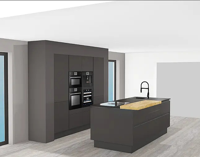 MIT MIELE Pyrolyse-Backofen, Kombidampfgarer mit Mikrowelle, Kaffeeautomat &amp; XXL Geschirrspüler! berbel Muldenlüfter mit permalyt &amp; Teppan | Kühlschrank mit Frische-Schubladen &amp; Multi-Switch: unten Kühlen und Gefrieren möglich! | 2-Zonen-Weinklimaschrank
