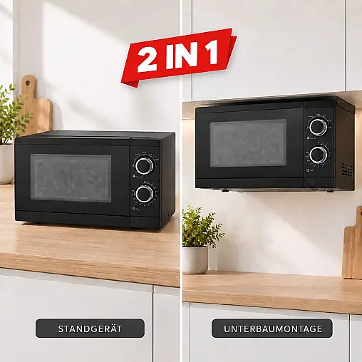 PKM Mikrowelle MW700-17UB2B – Stand &amp; Unterbau, 700 W, 17 L