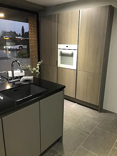 SLC Steingrau mattlack mit Holz-Decor  Grifflos