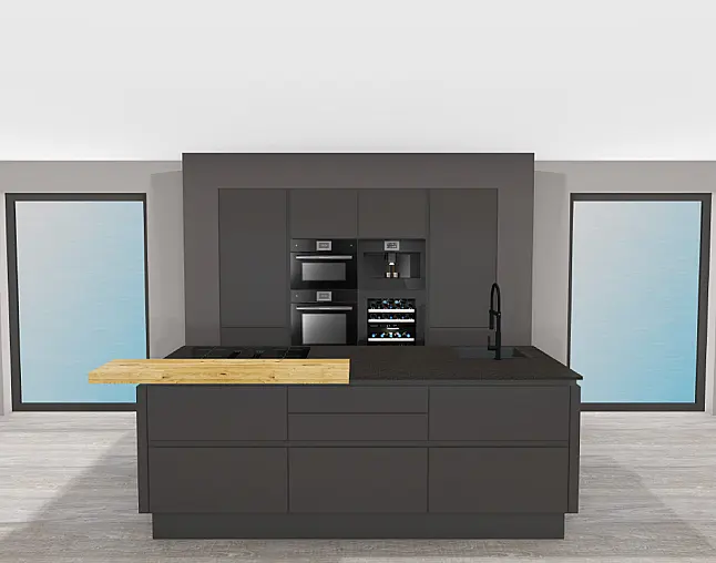 MIT MIELE Pyrolyse-Backofen, Kombidampfgarer mit Mikrowelle, Kaffeeautomat &amp; XXL Geschirrspüler! berbel Muldenlüfter mit permalyt &amp; Teppan | Kühlschrank mit Frische-Schubladen &amp; Multi-Switch: unten Kühlen und Gefrieren möglich! | 2-Zonen-Weinklimaschrank