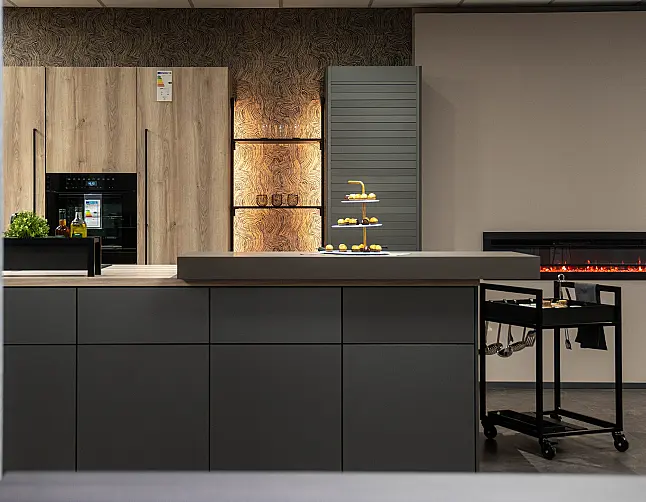 hochwertige Küche Ballerina Smart-Glas-satiniert-Karbonmetallic - MIELE-Geräte