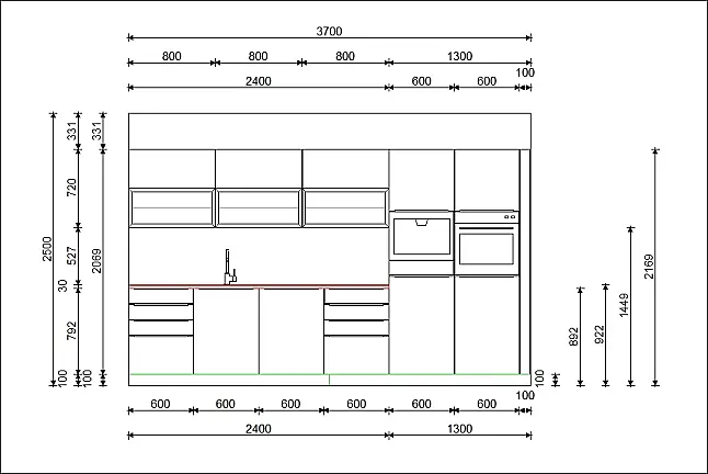 Weißer Hochglanztraum mit Insel und Bora PURA Kochfeldabzug in exklusiven Granit Arbeitsplatten Vorführküche