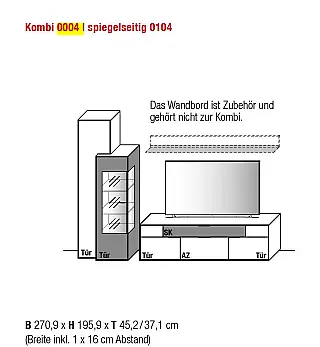 Wohnwand in Wildeiche soft gebürstet