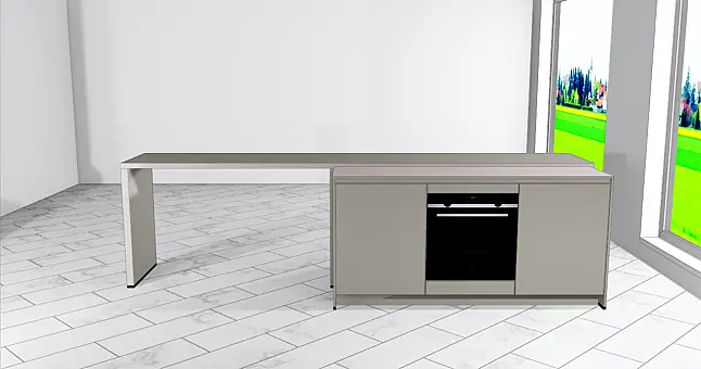 Exklusive Fotoküche mit Insel und Stand-Kühl-Gefrierkombination von Bosch - Grifflos - Lack-Front