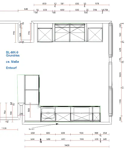 Moderne L-Küche mit innovativem Pocket-Door-System und Keramik-Arbeitsplatte