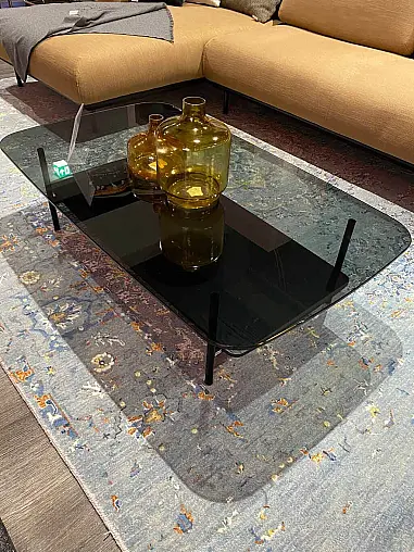 Couchtisch mit Parsolglas grau mit 4 Rundecken | H: 31,00 cm