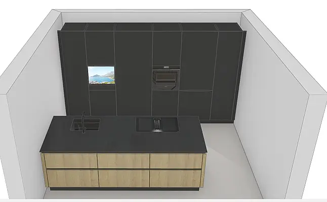 Designküche mit Naturstein &amp; hochwertigen Geräten