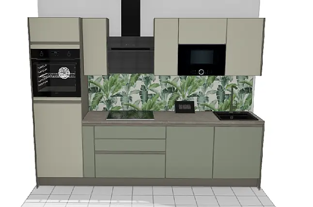 Modell „Senso“ in Olive Premium matt mit hochwertiger AEG-Ausstattung