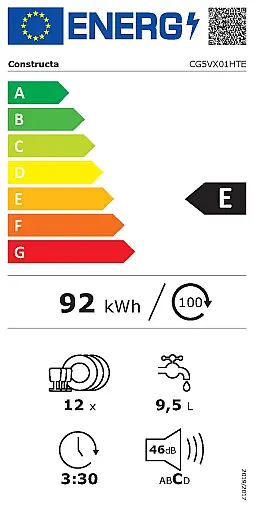 Constructa Vollintegrierter Geschirrspüler, 60 cm CG5VX01HTE (AS Koje 05)