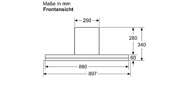 iQ500, Integrierte Designhaube, 90 cm, Klarglas schwarz bedruckt