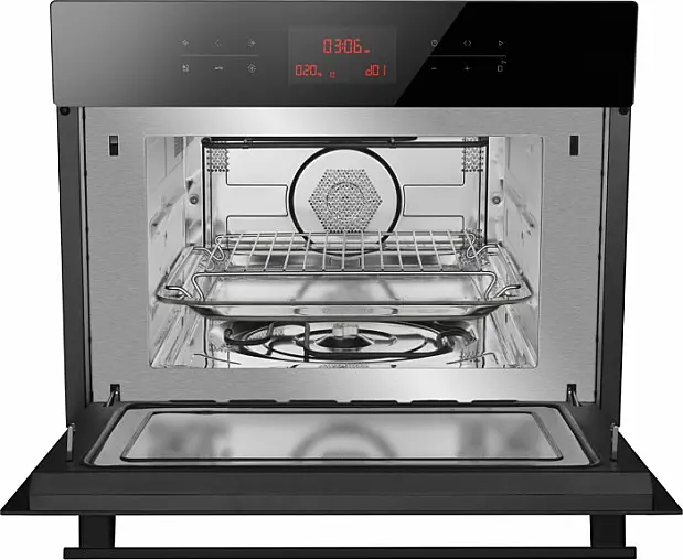 Amica Kompaktbackofen mit Mikrowelle Schwarz-Glas