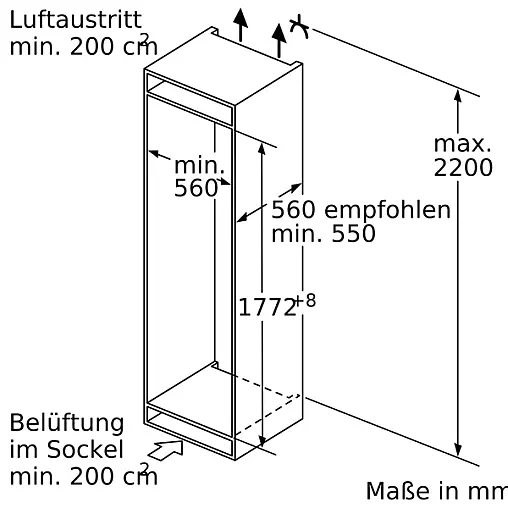 Serie 8 Einbau-Kühlschrank Flachscharnier mit Softeinzug