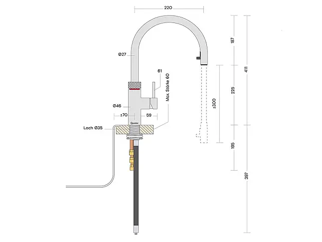 Quooker PRO3 &amp; CUBE | Flex RVS (Voll-Edelstahl) inkl. Cube-Filter