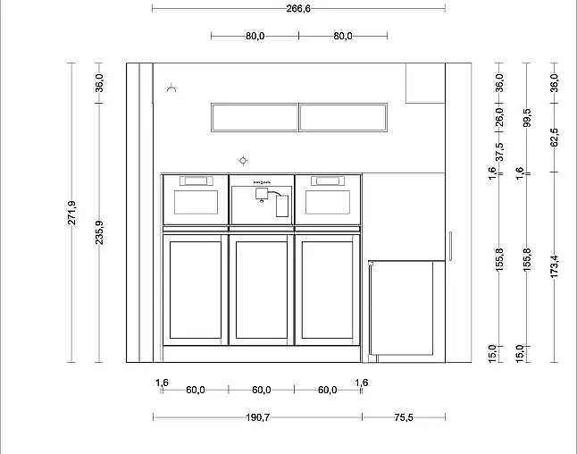 Moderne Küche mit Massivholzrahmen und furnierter Riffelfront