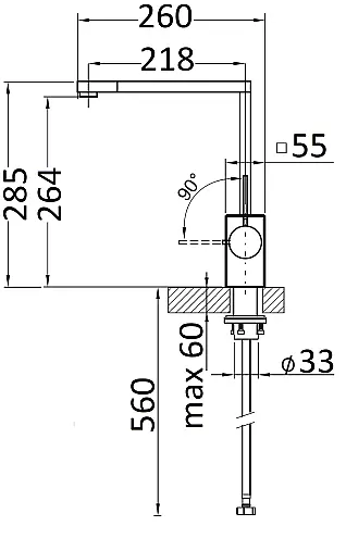 Designer-Armatur  in Edelstahl mit Beton Sockel