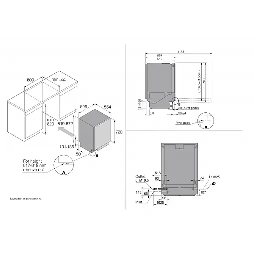 Asko DBI 745 MIQ.S Einbau-Untertischgeschirrspüler