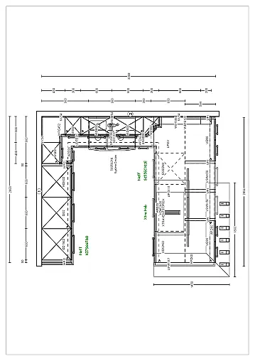 Landhausküche in Lack Magnolie / Gesamthöh ca. 2245 mm ohne Kranz