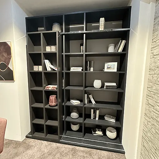 Regalwand aus Eiche graphite furniert |B: 202,0 cm