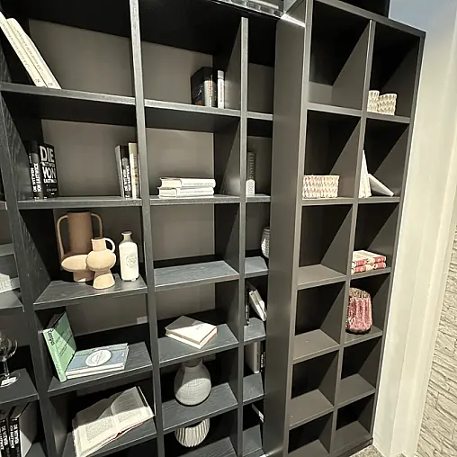 Regalwand aus Eiche graphite furniert |B: 202,0 cm
