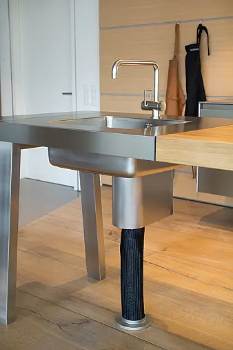 Werkbank - Eiche + Edelstahl inkl. Miele Kochfeld (A04)