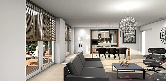 Pocketdoor Küche Top und Smartglas- Fronten