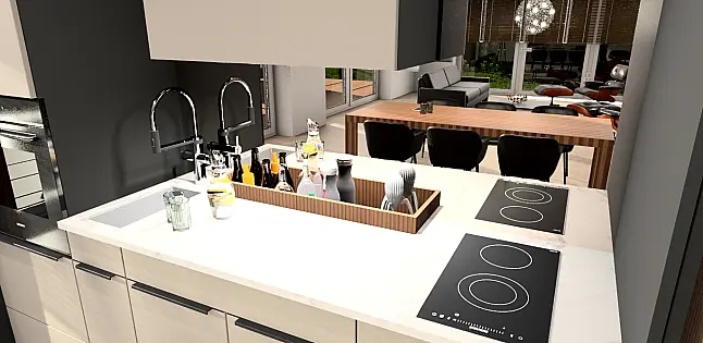 Pocketdoor Küche Top und Smartglas- Fronten