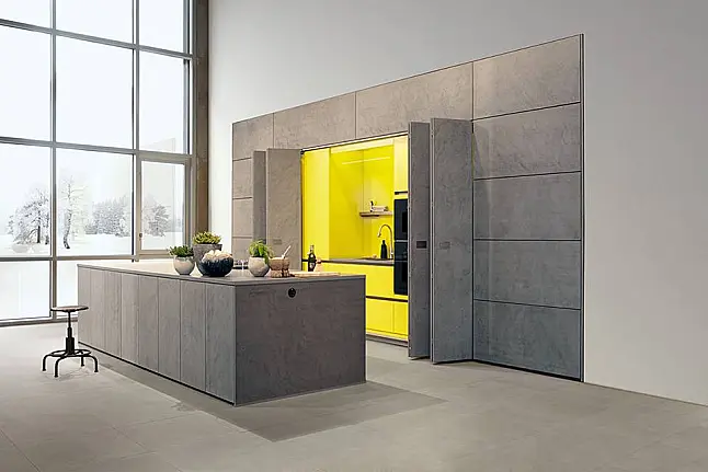 Designküche mit Betonspachteloberfläche