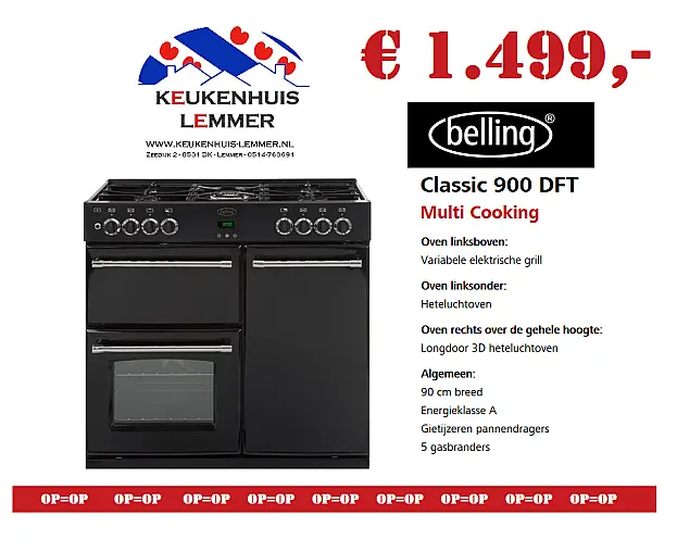 Aanbieding Belling Fornuis Classic900DFT zwart