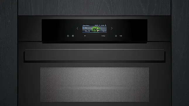 Siemens iQ700, Einbau-Kompaktbackofen mit Mikrowellenfunktion, 60 x 45 cm, Matt schwarz CM924G1M1 (Lager/NB)