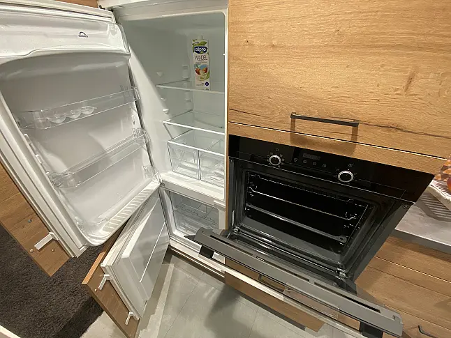 WBS 70 Küche in Holzoptik Kleine Küche mit Essplatz komplett mit E-Geräten inkl. Geschirrspüler
