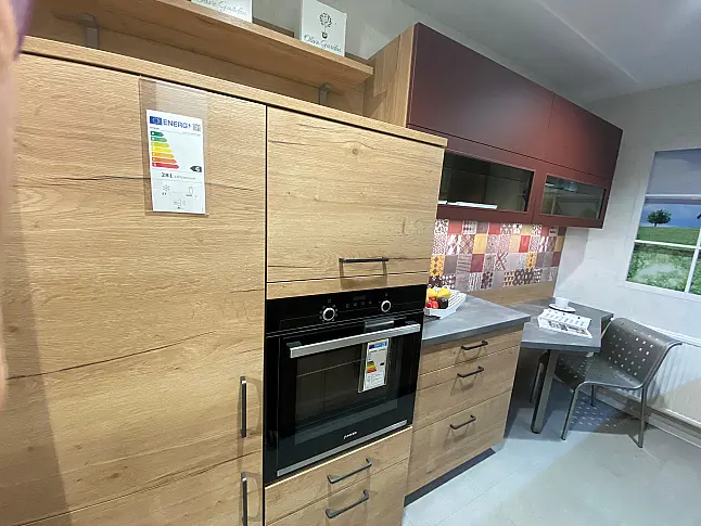 WBS 70 Küche in Holzoptik Kleine Küche mit Essplatz komplett mit E-Geräten inkl. Geschirrspüler