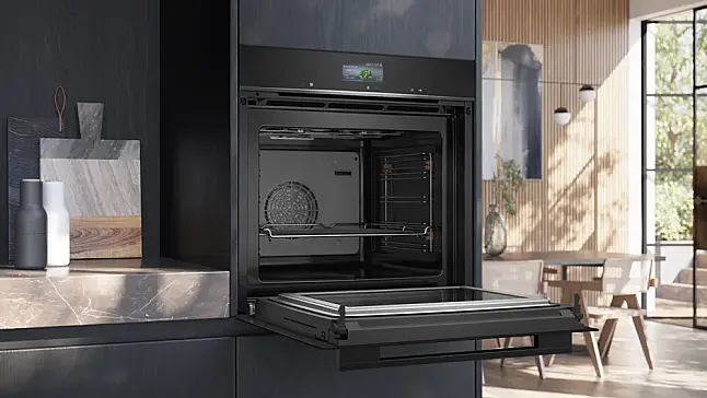 iQ700, Einbau-Backofen mit Mikrowellenfunktion, 60 x 60 cm,  Schwarz, Edelstahl HM736G1B1 (Lager)