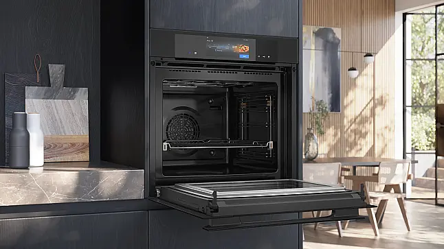 Siemens iQ700 Einbau-Backofen mit Mikrowellen- und Dampffunktion 60 x 60 cm Matt schwarz HN974GQM1 (Lager)