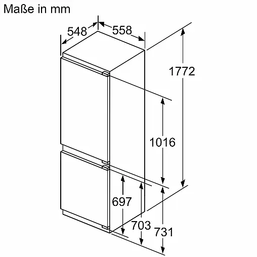 Siemens iQ500, Einbau-Kühl-Gefrier-Kombination mit Gefrierbereich unten, 177.2 x 55.8 cm, Flachscharnier mit Softeinzug KI86NADD0 (Lager)