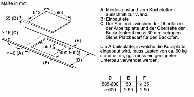 Siemens iQ300, Induktionskochfeld, 60 cm, Schwarz, Mit Rahmen aufliegend EH64KBFB5E (Lager)