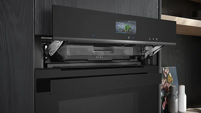 Siemens iQ700, Einbau-Backofen mit Dampfunterstützung, 60 x 60 cm, Schwarz, Edelstahl HR976GMB1 (Lager/NB)