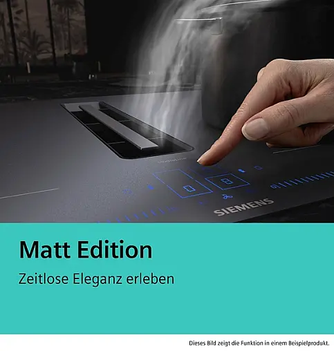 Siemens iQ500, Kochfeld mit Dunstabzug (Induktion), 80 cm, Mattschwarz, Mit Rahmen aufliegend ED87BHQ26E (Lager/NB)