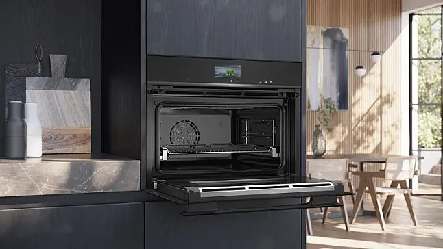 Siemens iQ700 Einbaukompaktdampfbackofen, Schwarz, Edelstahl CS936GCB1 (Lager/NB)