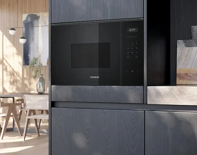 Siemens iQ500, Einbau-Mikrowelle, Schwarz, Edelstahl BF525LMB1(AS01+02)