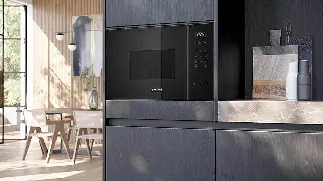Siemens iQ500, Einbau-Mikrowelle, Schwarz, Edelstahl BF525LMB1(AS01+02)
