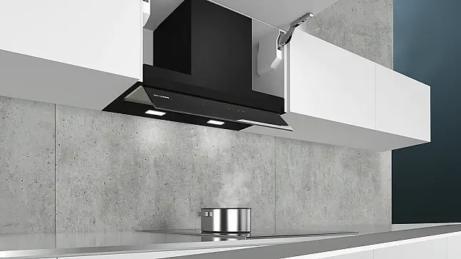 Siemens iQ500, Integrierte Designhaube, 60 cm, Klarglas schwarz bedruckt LJ67BAM60 (Lager)