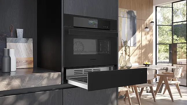 Siemens iQ700, Wärmeschublade, 60 x 14 cm, Matt schwarz BI910C1M1 (Lager/NB)
