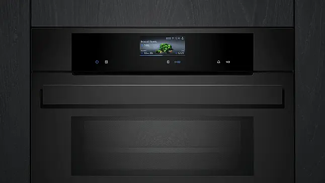 Siemens iQ700, Einbau-Kompaktbackofen mit Mikrowellenfunktion, 60 x 45 cm, Matt schwarz CM936GCM1 (Lager/NB)